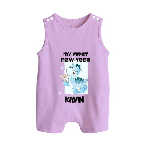 My First New Year – Blue Dino| Customized Romper Suit   - LILAC - 0 - 5 Months Old (Chest 18")