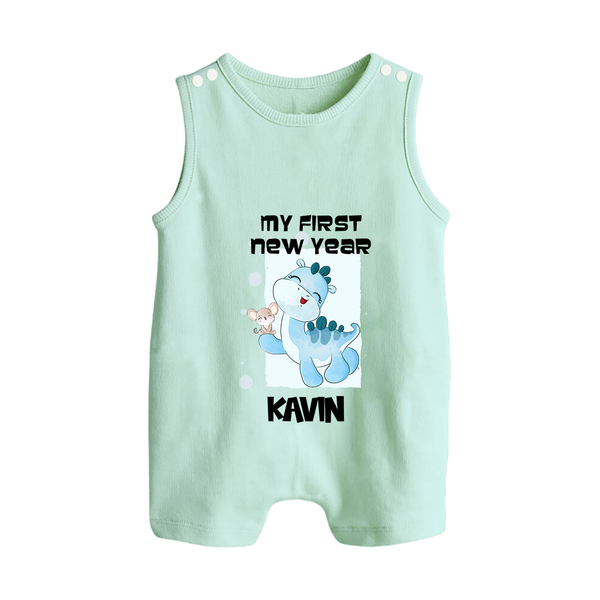 My First New Year – Blue Dino| Customized Romper Suit   - MINT GREEN - 0 - 5 Months Old (Chest 18")