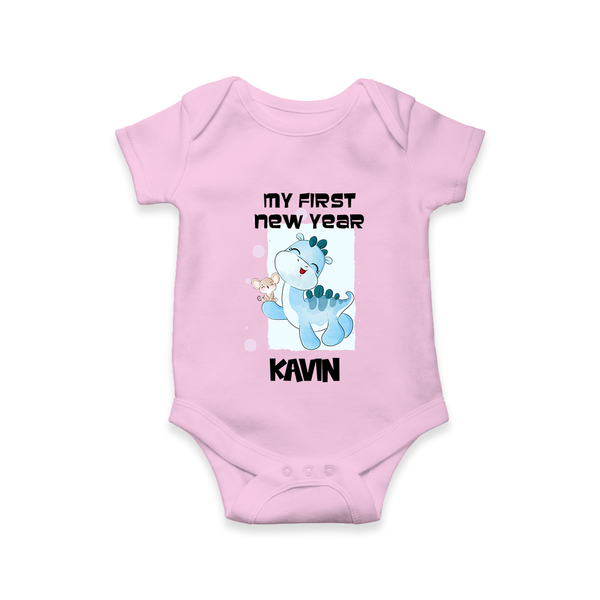 My First New Year – Blue Dino| Customized Romper for Kids - BABY PINK - New Born (Chest 14")