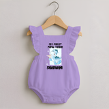 My First New Year – Blue Dino| Customized Romper Frock for Girls - LILAC - 0 - 3 Months Old (Chest 19")