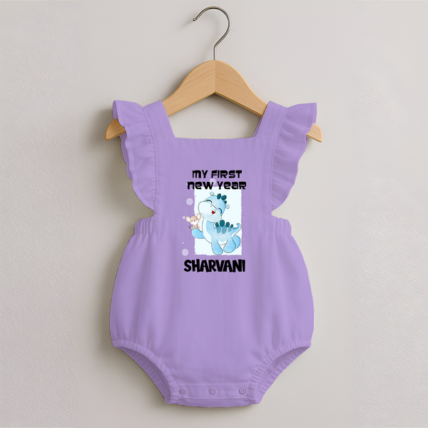 My First New Year – Blue Dino| Customized Romper Frock for Girls - LILAC - 0 - 3 Months Old (Chest 19")