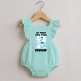 My First New Year – Blue Dino| Customized Romper Frock for Girls - MINT GREEN - 0 - 3 Months Old (Chest 19")