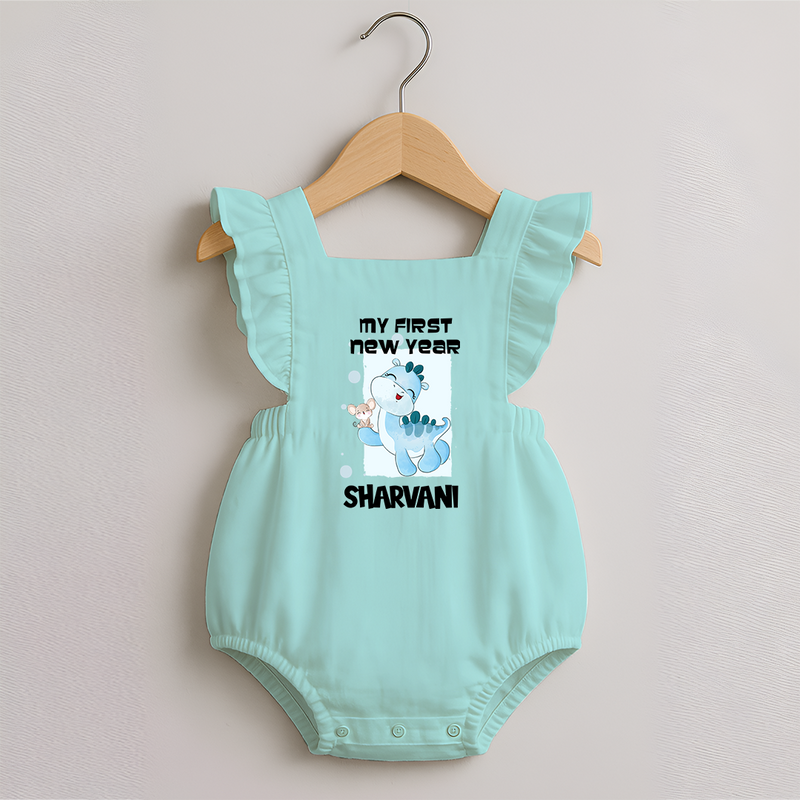 My First New Year – Blue Dino| Customized Romper Frock for Girls - MINT GREEN - 0 - 3 Months Old (Chest 19")