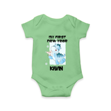 My First New Year – Blue Dino| Customized Romper for Kids - GREEN - New Born (Chest 14")