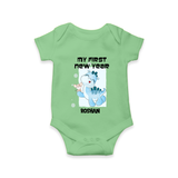 "My First New Year 2025 - First Happy Moment With Our Customized Romper for Babies With Name" - GREEN - 0 - 3 Months Old (Chest 16")