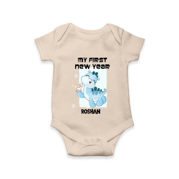 "My First New Year 2025 - First Happy Moment With Our Customized Romper for Babies With Name" - IVORY - 0 - 3 Months Old (Chest 16")