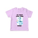 "My First New Year 2025 - First Happy Moment With Our Customized T-Shirt for Kids With Name" - LILAC - 0-5 Months Old (Chest 17")