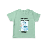 "My First New Year 2025 - First Happy Moment With Our Customized T-Shirt for Kids With Name" - MINT GREEN - 0-5 Months Old (Chest 17")