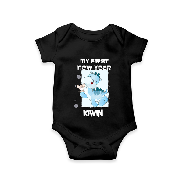 My First New Year – Blue Dino| Customized Romper for Kids - BLACK - New Born (Chest 14")