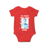 "My First New Year 2025 - First Happy Moment With Our Customized Romper for Babies With Name" - RED - 0 - 3 Months Old (Chest 16")