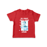 "My First New Year 2025 - First Happy Moment With Our Customized T-Shirt for Kids With Name" - RED - 0-5 Months Old (Chest 17")