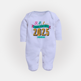 3,2,1É "Happy new Year 2025" - New Year Themed Customized Sleep Suit For Babies With Name - BABY BLUE - New Born (Chest 7.5")