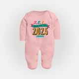 3,2,1É "Happy new Year 2025" - New Year Themed Customized Sleep Suit For Babies With Name - BABY PINK - New Born (Chest 7.5")