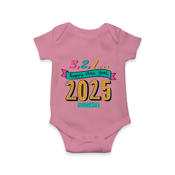 3,2,1É "Happy new Year 2025" - New Year Themed Customized Romper For Babies With Name - ONION - 0 - 3 Months Old (Chest 16")