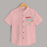 "12 New Chapter , 365 New chances" - New Year Themed Customized Shirt For Kids With Name - PEACH - 0 - 6 Months Old (Chest 23")