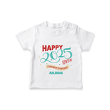 "12 New Chapter , 365 New chances" - New Year Themed Customized T-Shirt For Kids With Name - WHITE - 0-5 Months Old (Chest 17")