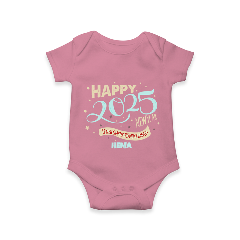 "12 New Chapter , 365 New chances" - New Year Themed Customized Romper For Babies With Name - ONION - 0 - 3 Months Old (Chest 16")