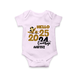 "Hello 2025 , Goodbye 2024" - New Year Themed Customized Romper For Babies With Name - LILAC - 0 - 3 Months Old (Chest 16")