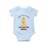 "Better Times Are Ahead" - New Year Themed Customized Romper For Babies With Name - BABY BLUE - 0 - 3 Months Old (Chest 16")