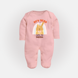 "New Year - Same Me" - New Year Themed Customized Sleep Suit For Babies With Name - BABY PINK - New Born (Chest 7.5")