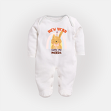 "New Year - Same Me" - New Year Themed Customized Sleep Suit For Babies With Name - WHITE - New Born (Chest 7.5")