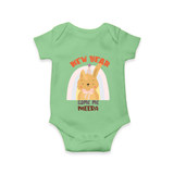 "New Year - Same Me" - New Year Themed Customized Romper For Babies With Name - GREEN - 0 - 3 Months Old (Chest 16")