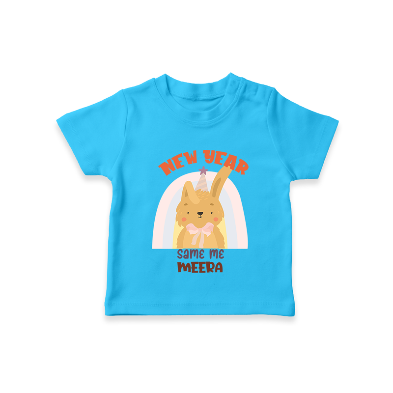 "New Year - Same Me" - New Year Themed Customized T-Shirt For Kids With Name - SKY BLUE - 0-5 Months Old (Chest 17")