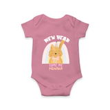 "New Year - Same Me" - New Year Themed Customized Romper For Babies With Name - ONION - 0 - 3 Months Old (Chest 16")