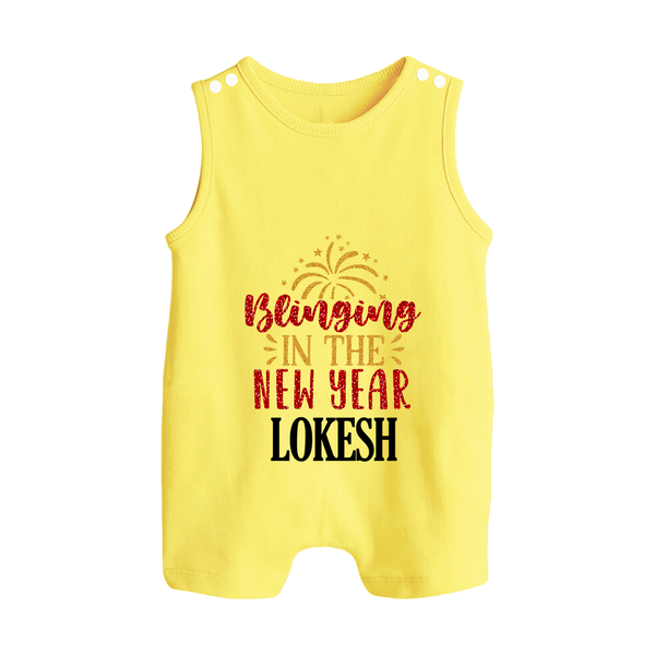 BLINGING IN THE NEW YEAR | Personalised Romper Suit   - PASTEL YELLOW - 0 - 5 Months Old (Chest 18")