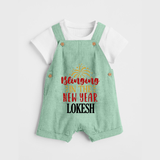BLINGING IN THE NEW YEAR | Personalised Dungaree for Kids - MINT GREEN - 0 - 5 Months Old (Chest 18")