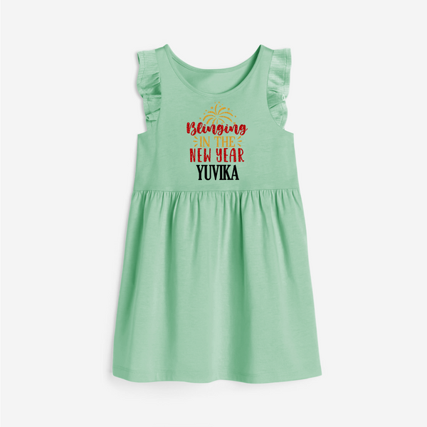 BLINGING IN THE NEW YEAR | Personalised Frock for Girls - MINT GREEN - 1 - 2 Years Old (Chest 22" , Full Length 22")
