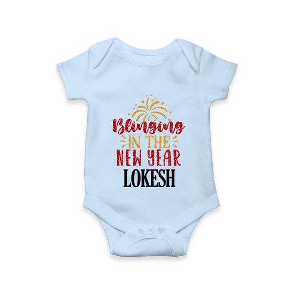 BLINGING IN THE NEW YEAR | Personalised Romper for Kids - BABY BLUE - New Born (Chest 14")