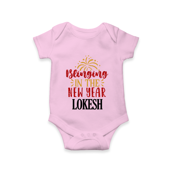 BLINGING IN THE NEW YEAR | Personalised Romper for Kids - BABY PINK - New Born (Chest 14")