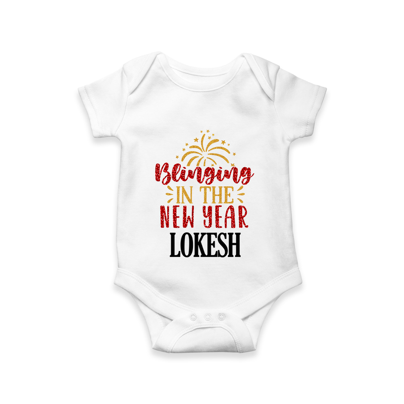 BLINGING IN THE NEW YEAR | Personalised Romper for Kids - WHITE - New Born (Chest 14")