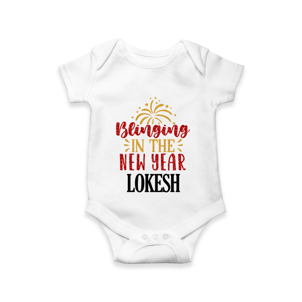 BLINGING IN THE NEW YEAR | Personalised Romper for Kids - WHITE - New Born (Chest 14")