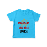BLINGING IN THE NEW YEAR | Personalised T-Shirt for Kids - SKY BLUE - 0-5 Months Old (Chest 17")