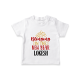 BLINGING IN THE NEW YEAR | Personalised T-Shirt for Kids - WHITE - 0-5 Months Old (Chest 17")