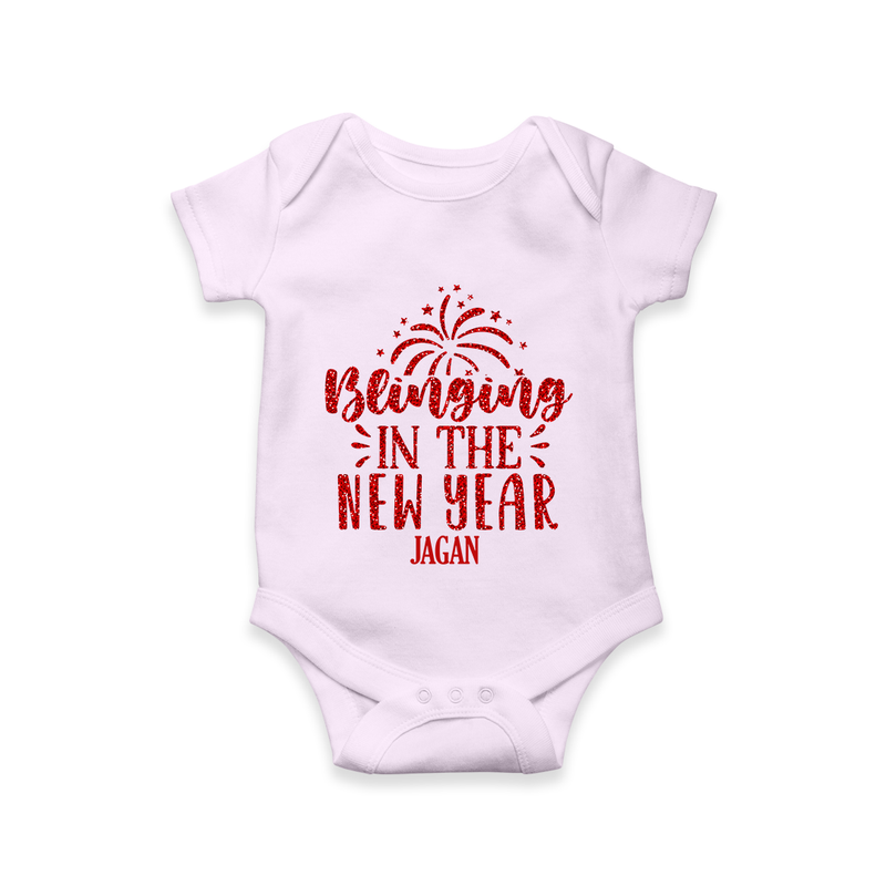 "Blinging In The New Year" - New Year Themed Customized Romper For Babies With Name - LILAC - 0 - 3 Months Old (Chest 16")