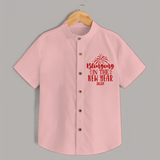 "Blinging In The New Year" - New Year Themed Customized Shirt For Kids With Name - PEACH - 0 - 6 Months Old (Chest 23")