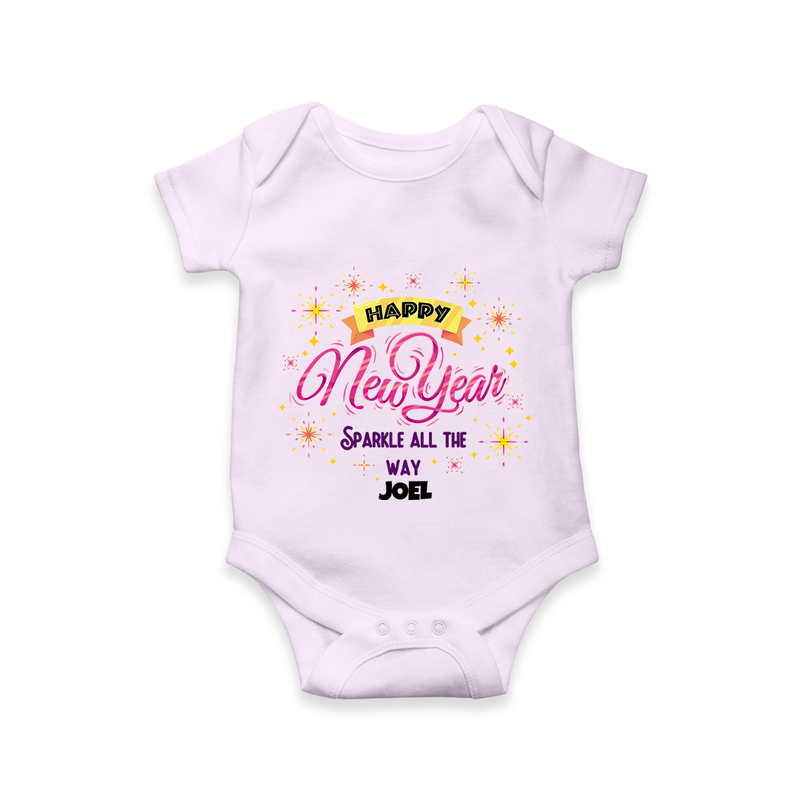 "Sparkle All the Way" - New Year Themed Customized Romper For Babies With Name - LILAC - 0 - 3 Months Old (Chest 16")