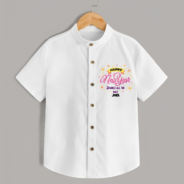 "Sparkle All the Way" - New Year Themed Customized Shirt For Kids With Name - WHITE - 0 - 6 Months Old (Chest 23")