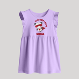 2026 HERE I COME – SUPER PANDA | Personalised Baby Frock   - LILAC - 0 - 3 Months Old (Chest 17")