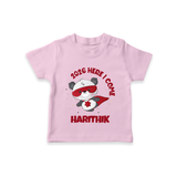 2026 HERE I COME – SUPER PANDA | Personalised T-Shirt for Kids - BABY PINK - 0-5 Months Old (Chest 17")