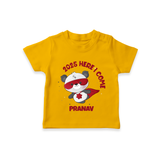 "2025 Here, I come" - New Year Themed Customized T-Shirt For Kids With Name - CHROME YELLOW - 0-5 Months Old (Chest 17")