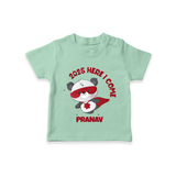 "2025 Here, I come" - New Year Themed Customized T-Shirt For Kids With Name - MINT GREEN - 0-5 Months Old (Chest 17")