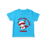 "2025 Here, I come" - New Year Themed Customized T-Shirt For Kids With Name - SKY BLUE - 0-5 Months Old (Chest 17")