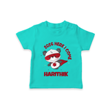 2026 HERE I COME – SUPER PANDA | Personalised T-Shirt for Kids - TEAL - 0-5 Months Old (Chest 17")