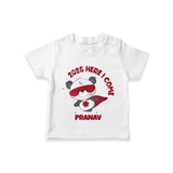 "2025 Here, I come" - New Year Themed Customized T-Shirt For Kids With Name - WHITE - 0-5 Months Old (Chest 17")