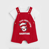 2026 HERE I COME – SUPER PANDA | Personalised Dungaree for Kids - RED - 0 - 5 Months Old (Chest 18")