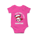 2026 HERE I COME – SUPER PANDA | Personalised Romper for Kids - HOT PINK - New Born (Chest 14")